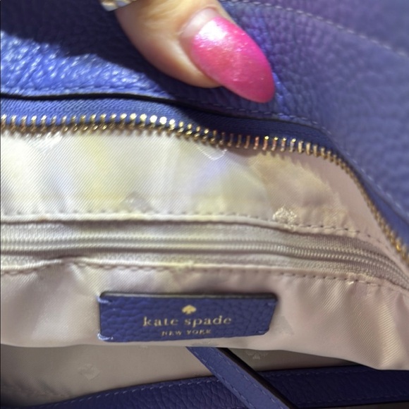 Kate Spade Blue Leather Tote Bag RETALS $489 NWOT 12”1/2 L X 9”D DUSTY 2️⃣ - Picture 8 of 11
